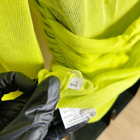 Meladyn OTS Ruched Sheer Y2K Long Sleeve Top Size Large Neon Green - Picture 7 of 9